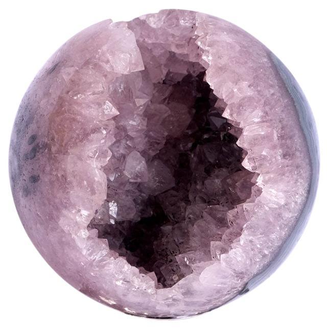 Natural Agate Crystal Sphere in Blue and Purple Colors Decorative Piece For Sale