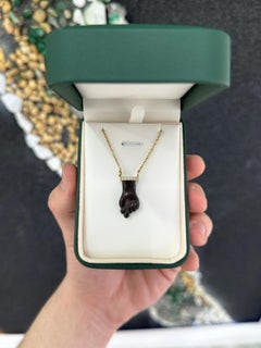 Natürliche Achat & Diamant Akzent Feige Hand Anhänger Halskette in 18K Gelbgold 750