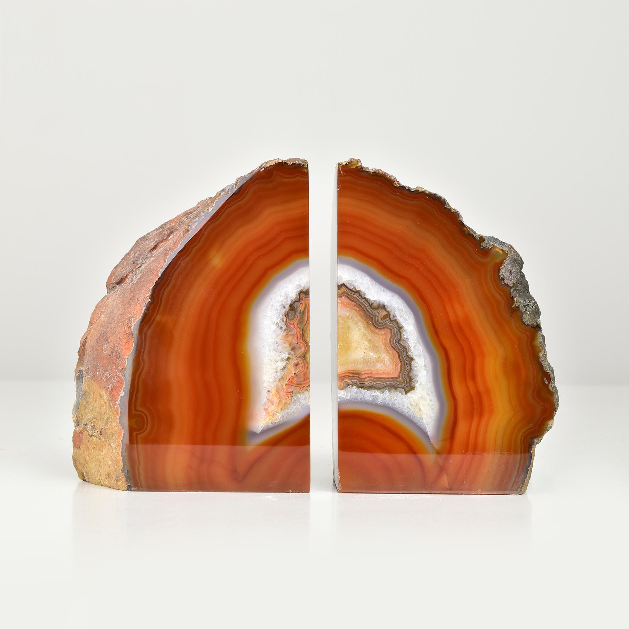 Natural Agate Geode Quartz Bookends - Unique Semi-Precious Gemstone Decor In Good Condition In Bad Säckingen, DE