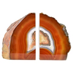 Natural Agate Geode Quartz Bookends - Unique Semi-Precious Gemstone Decor