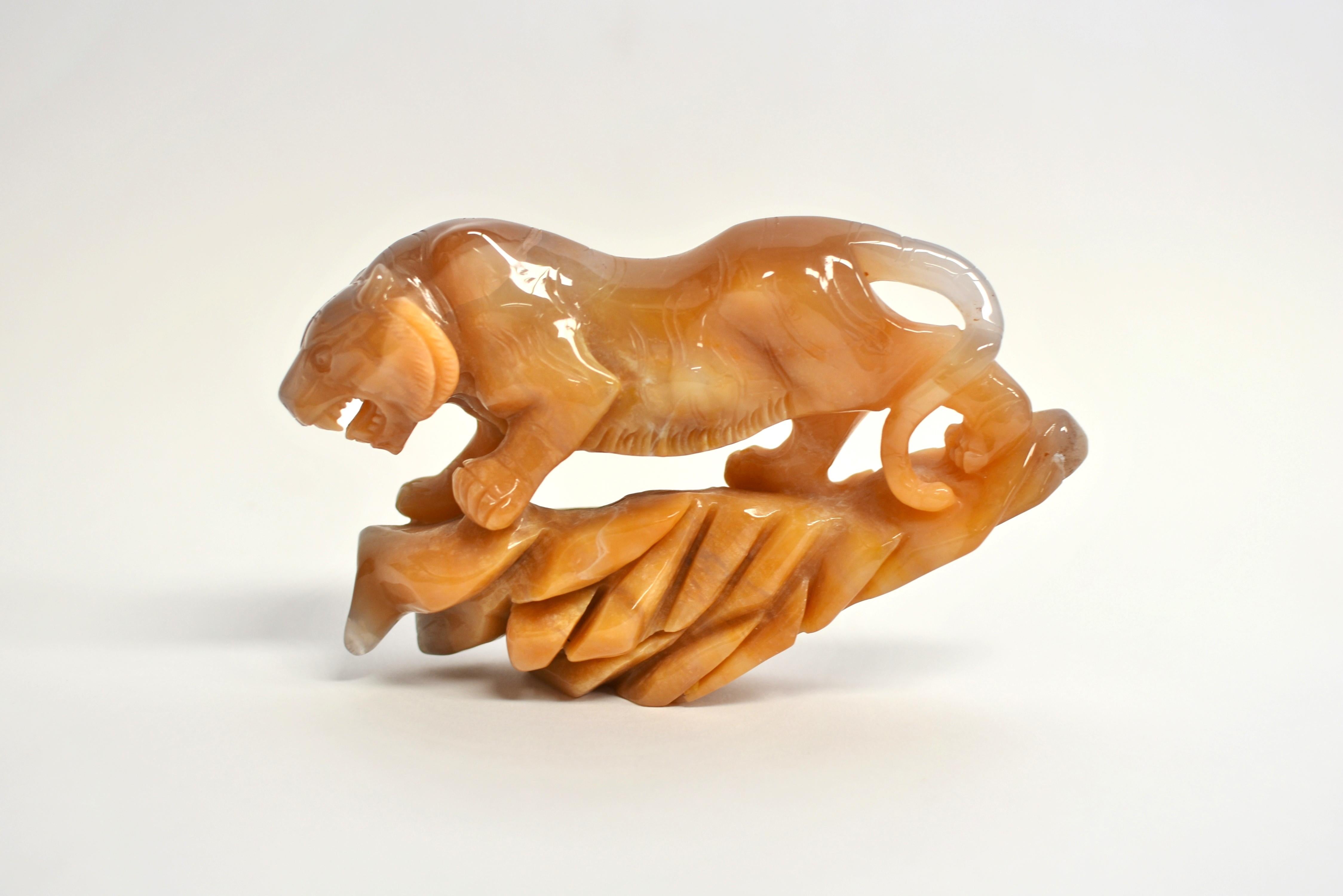 Natural Agate Tiger Statue For Sale 13
