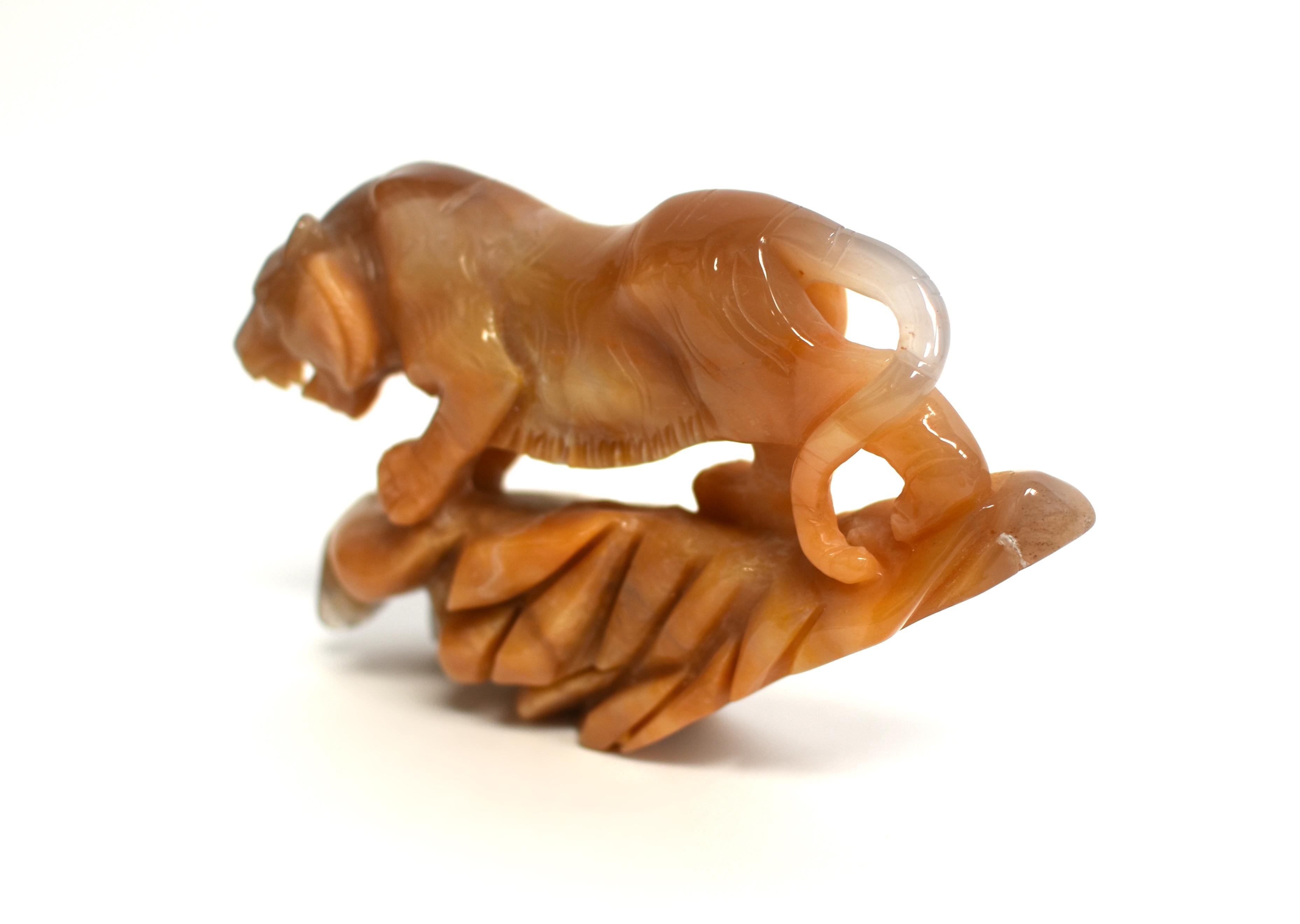 Natural Agate Tiger Statue For Sale 14
