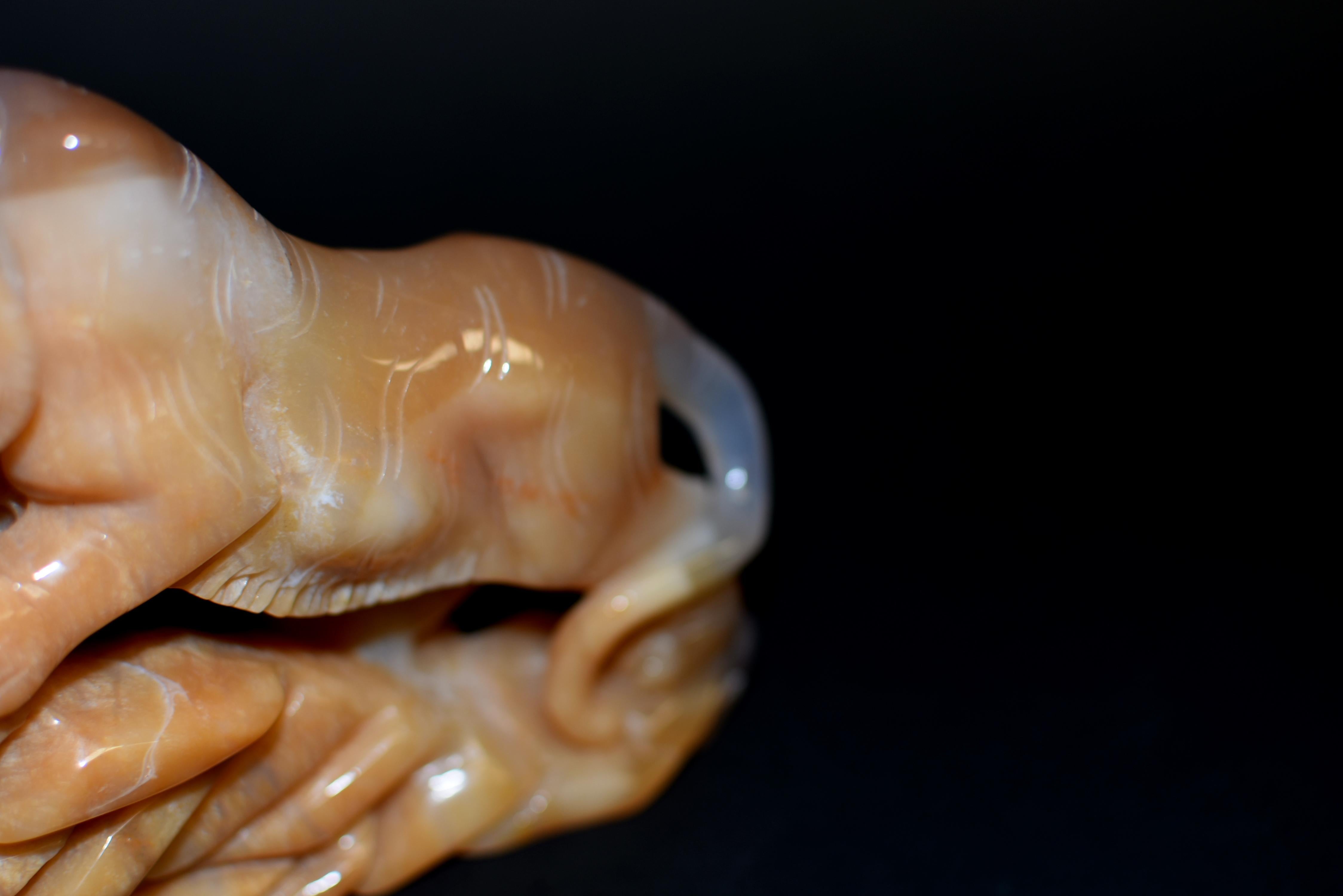 Natural Agate Tiger Statue For Sale 2