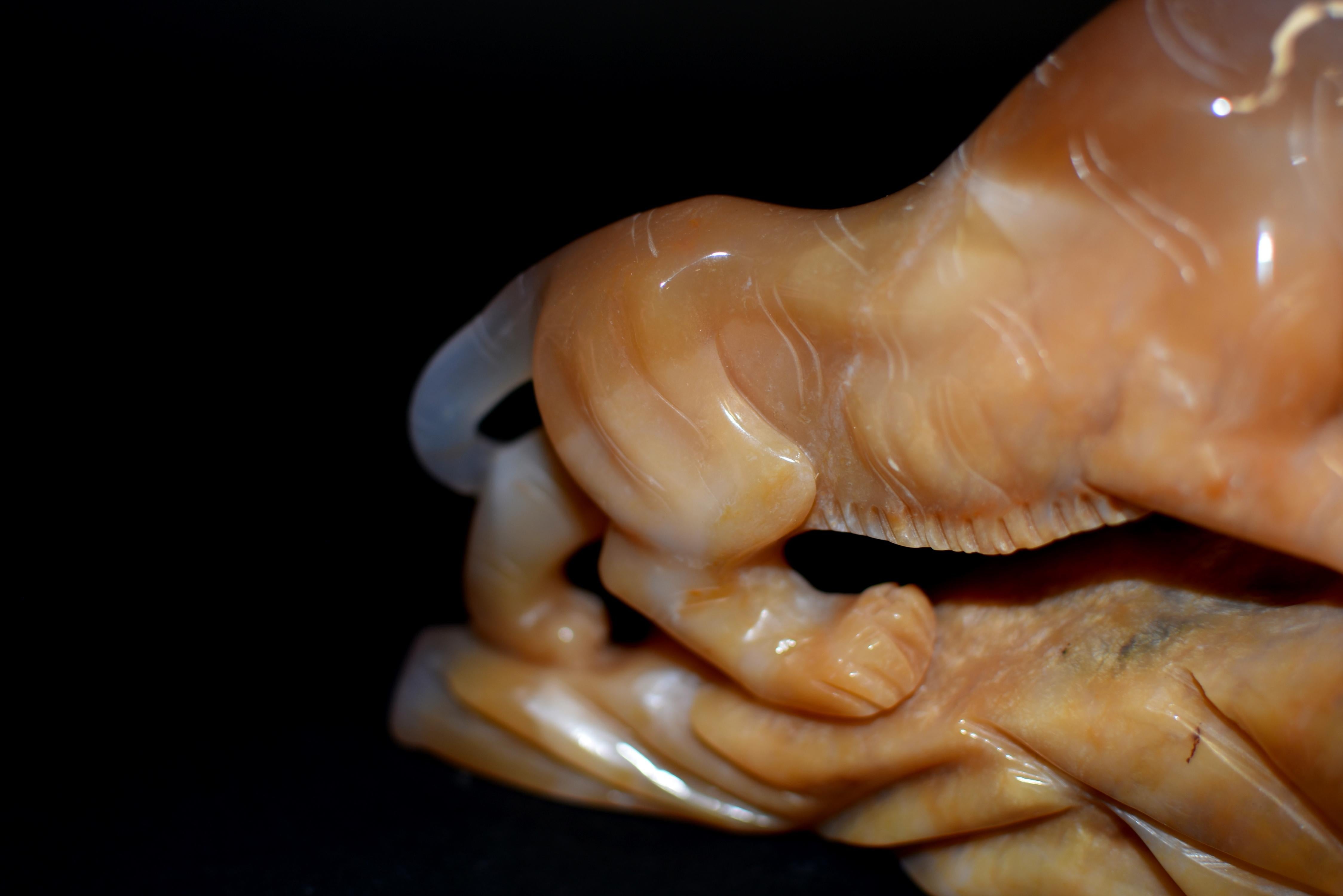 Natural Agate Tiger Statue For Sale 4