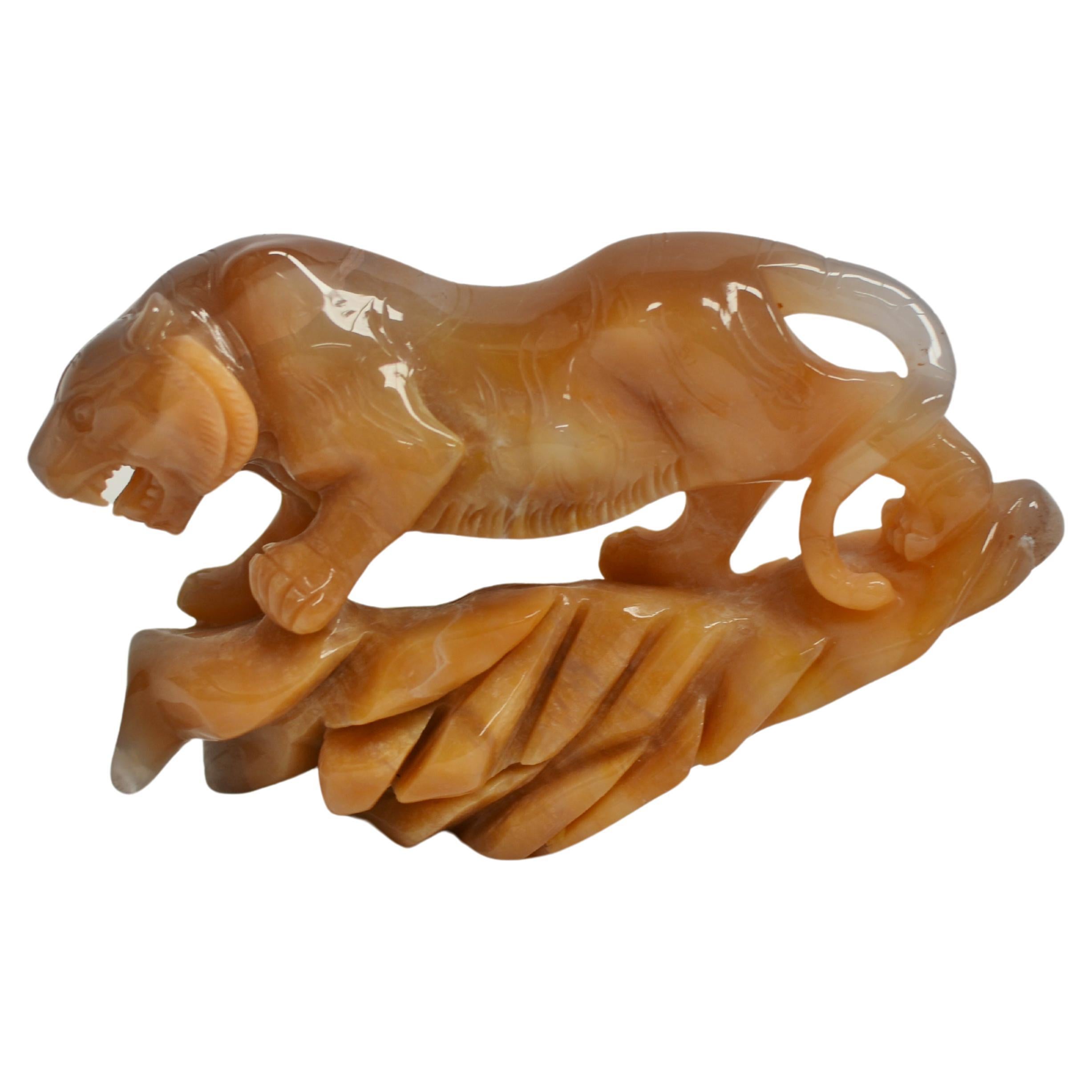 Natural Agate Tiger Statue