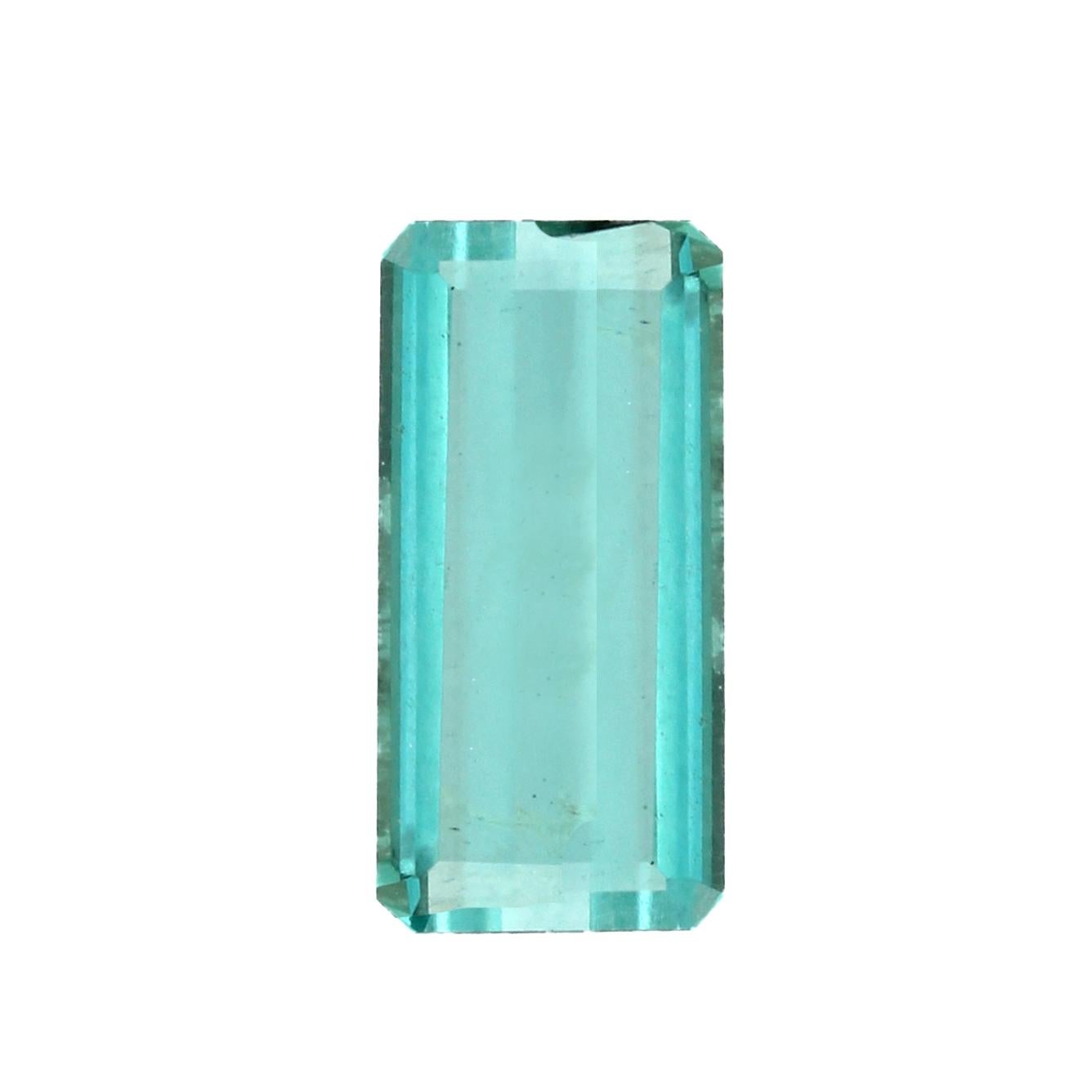 Emerald Cut Natural A.G.L Certified 2.80 Carat Blue-Green Tourmaline For Sale