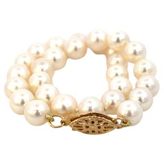 Natural Akoya Pearl Bracelet Size 7" 14k Y Gold 6 mm Certified