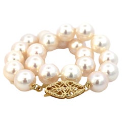 Natural Akoya Pearl Bracelet Size 7.5" 14k Y Gold 8 mm Certified
