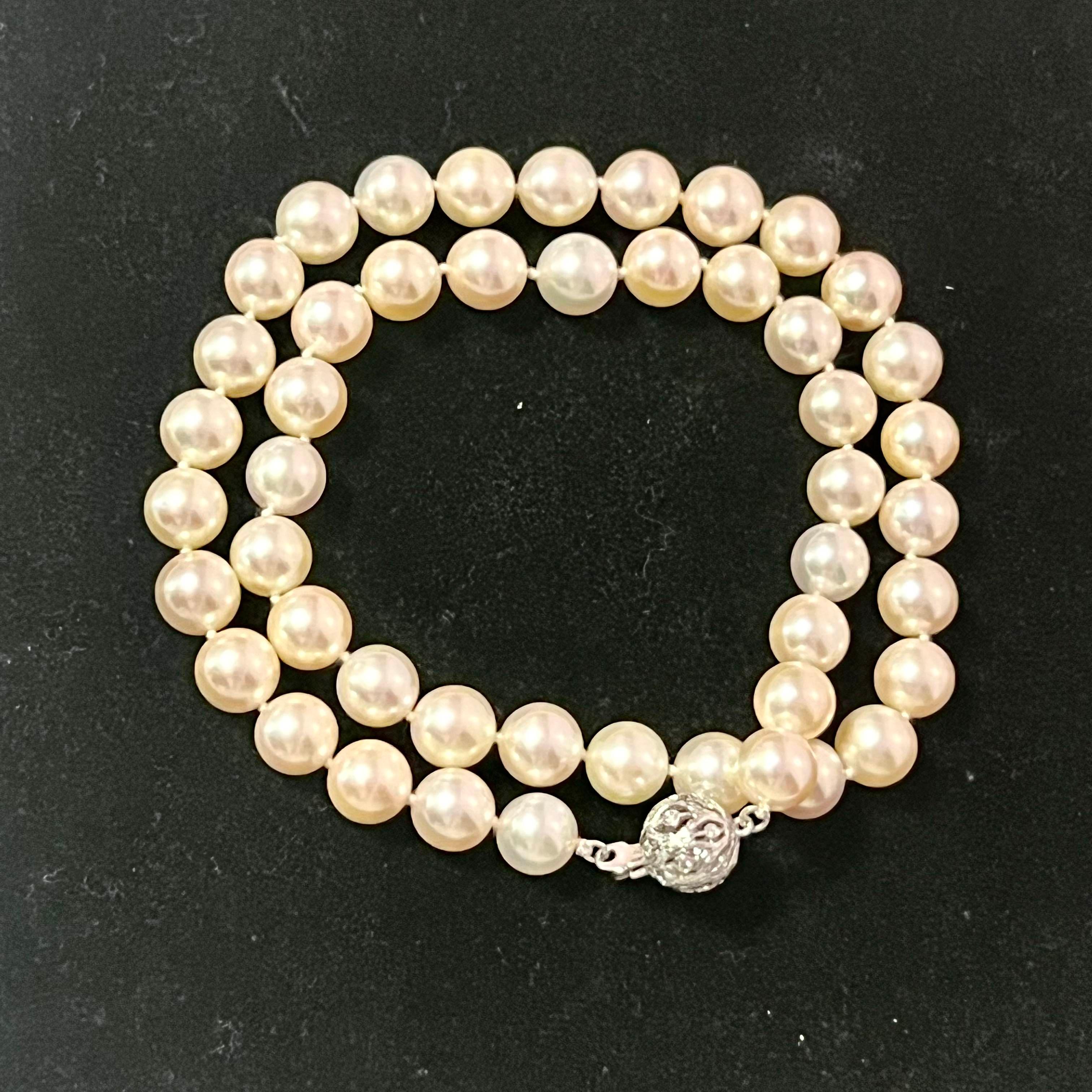 Natürliche Akoya-Perlen-Diamant-Halskette 18