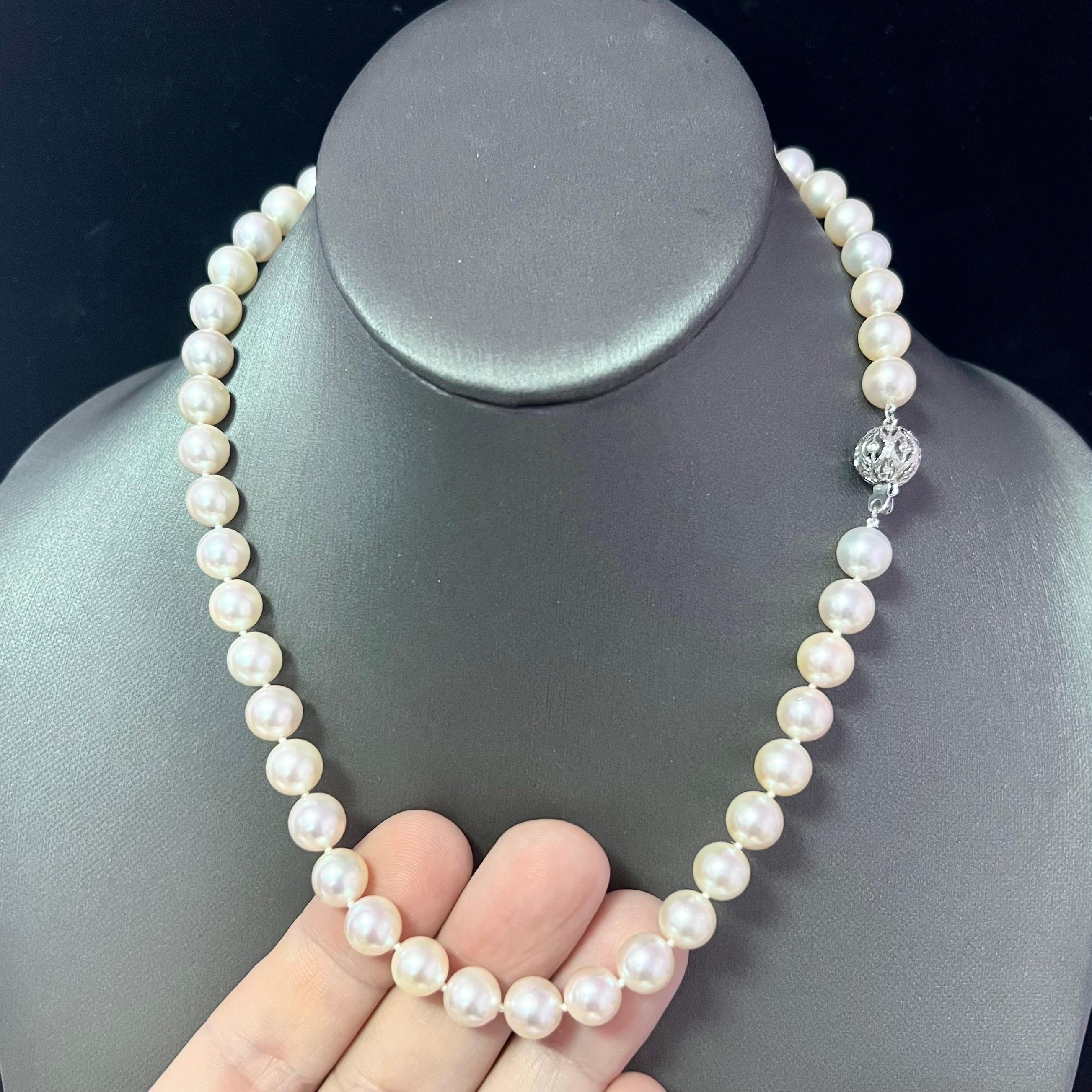 Natural Akoya Pearl Diamond Necklace 18