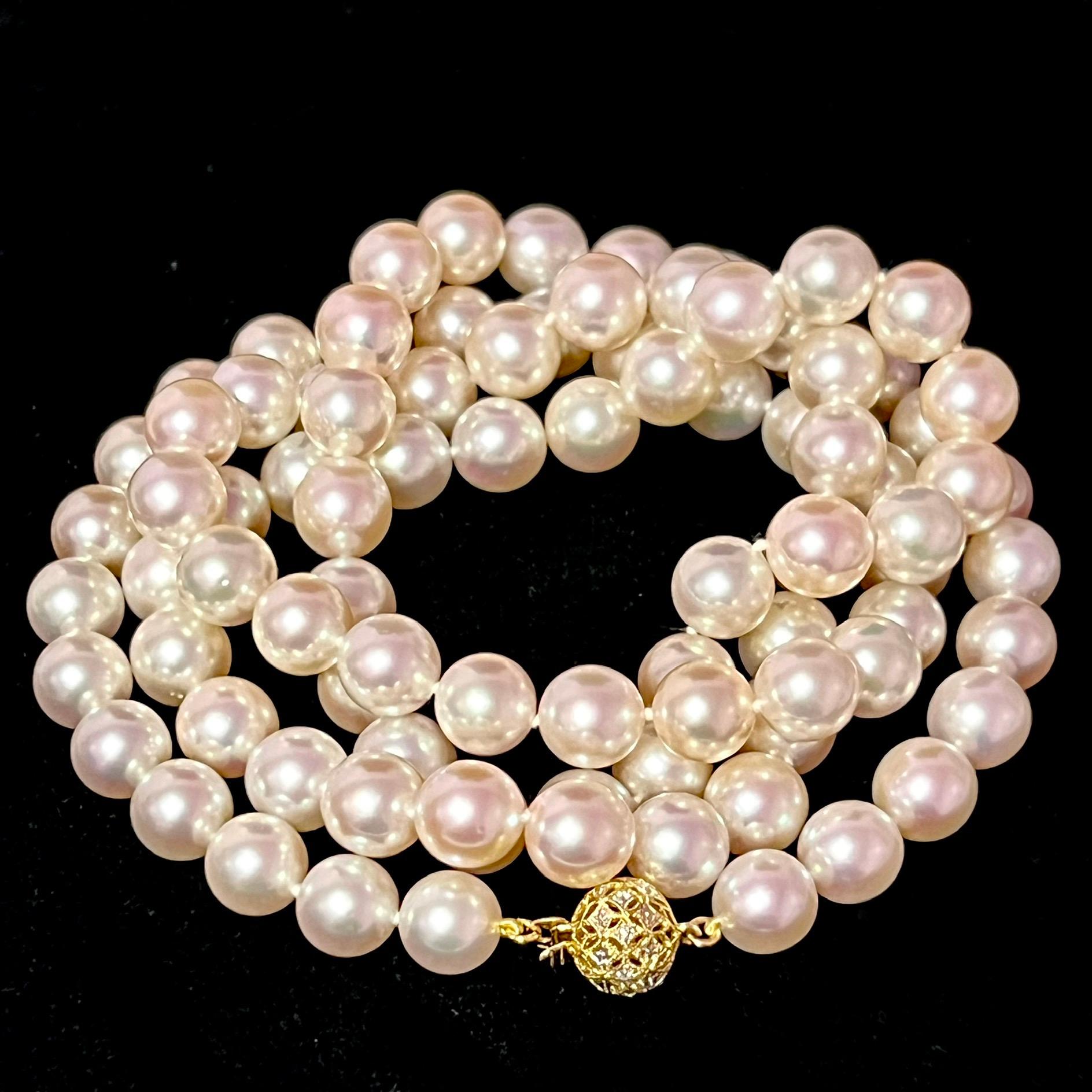 Women's Natural Akoya Pearl Diamond Necklace 35