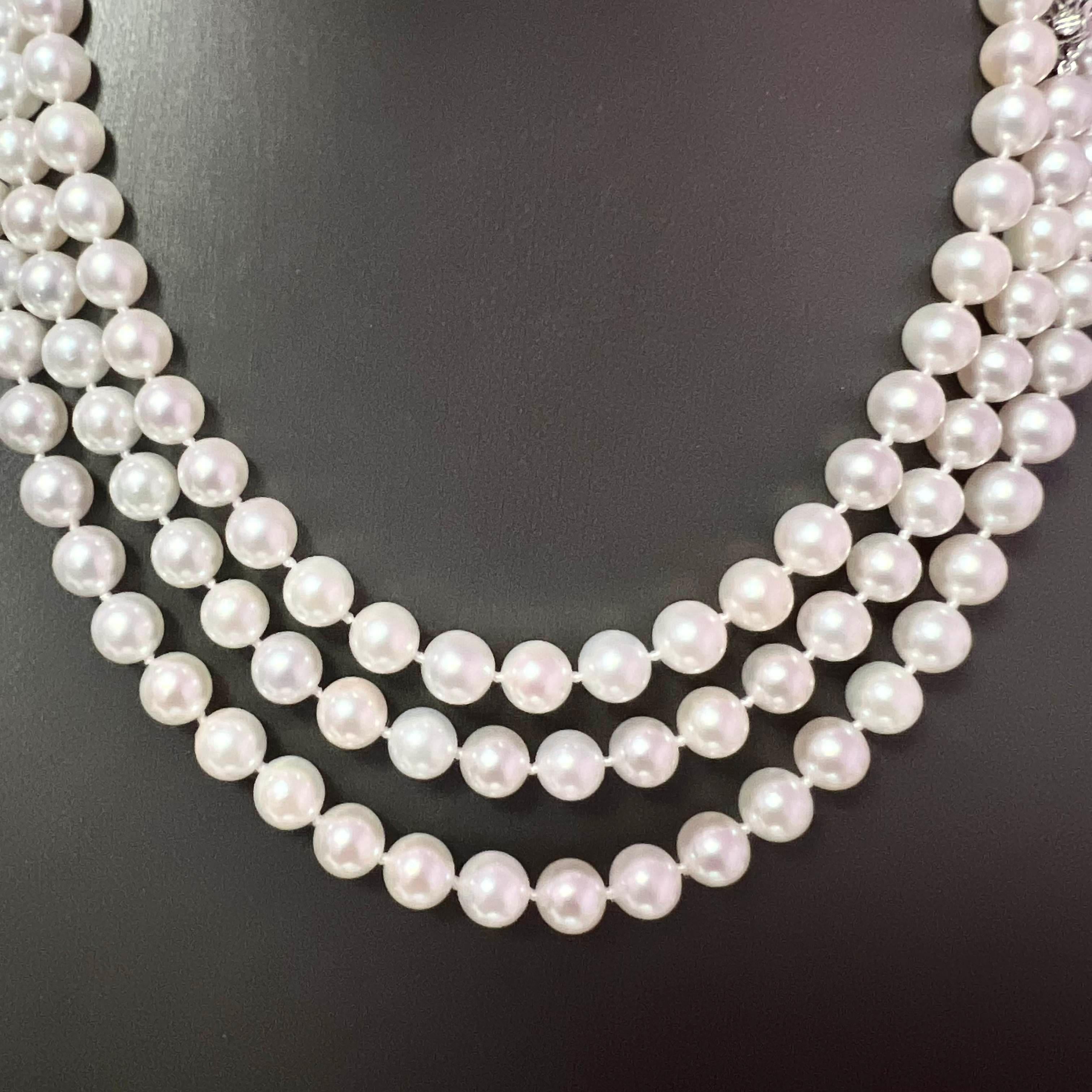 Women's Natural Akoya Pearl Diamond Necklace 49