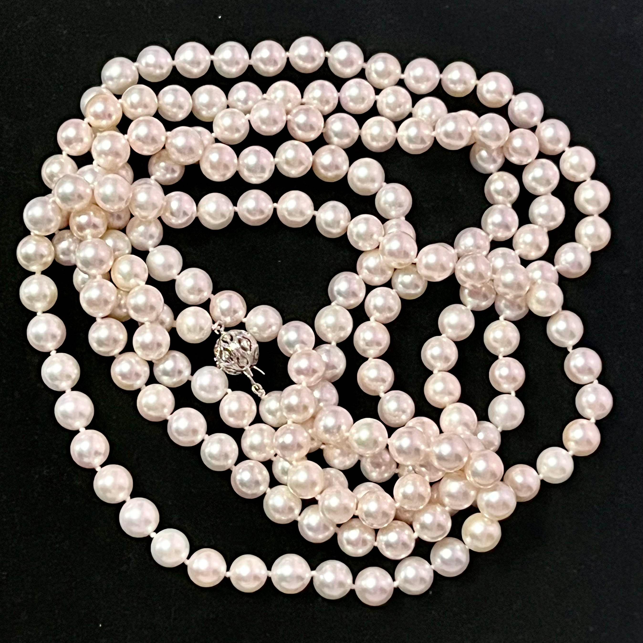 Round Cut Natural Akoya Pearl Diamond Necklace 60.5