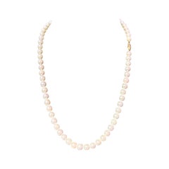 Natural Akoya Pearl Necklace14k Y Gold Certified