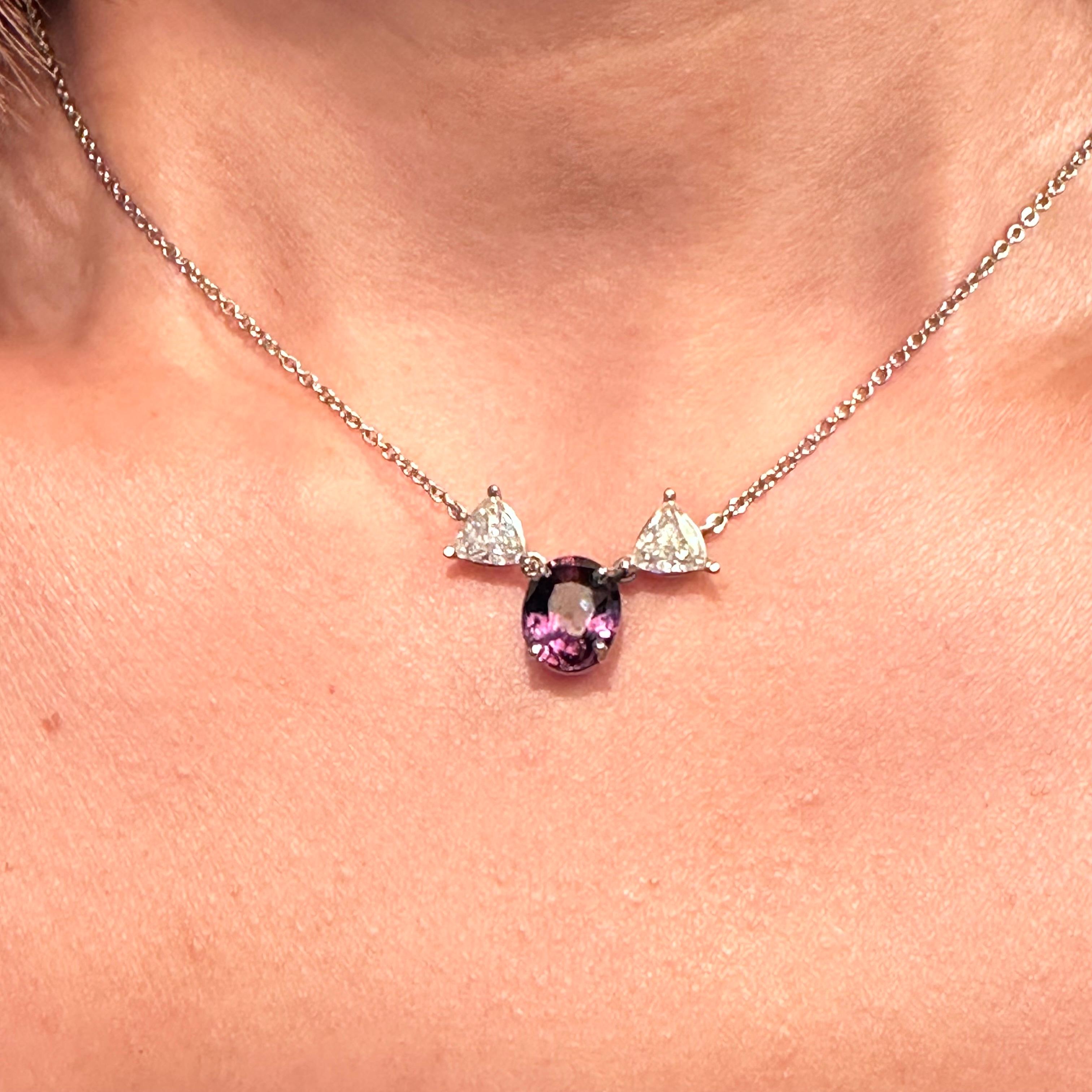 Natural Alexandrite 3.29 cts Sri Lanka Origin GIA Cert Diamond Necklace 6