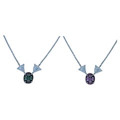 Natural Alexandrite 3.29 cts Sri Lanka Origin GIA Cert Diamond Necklace