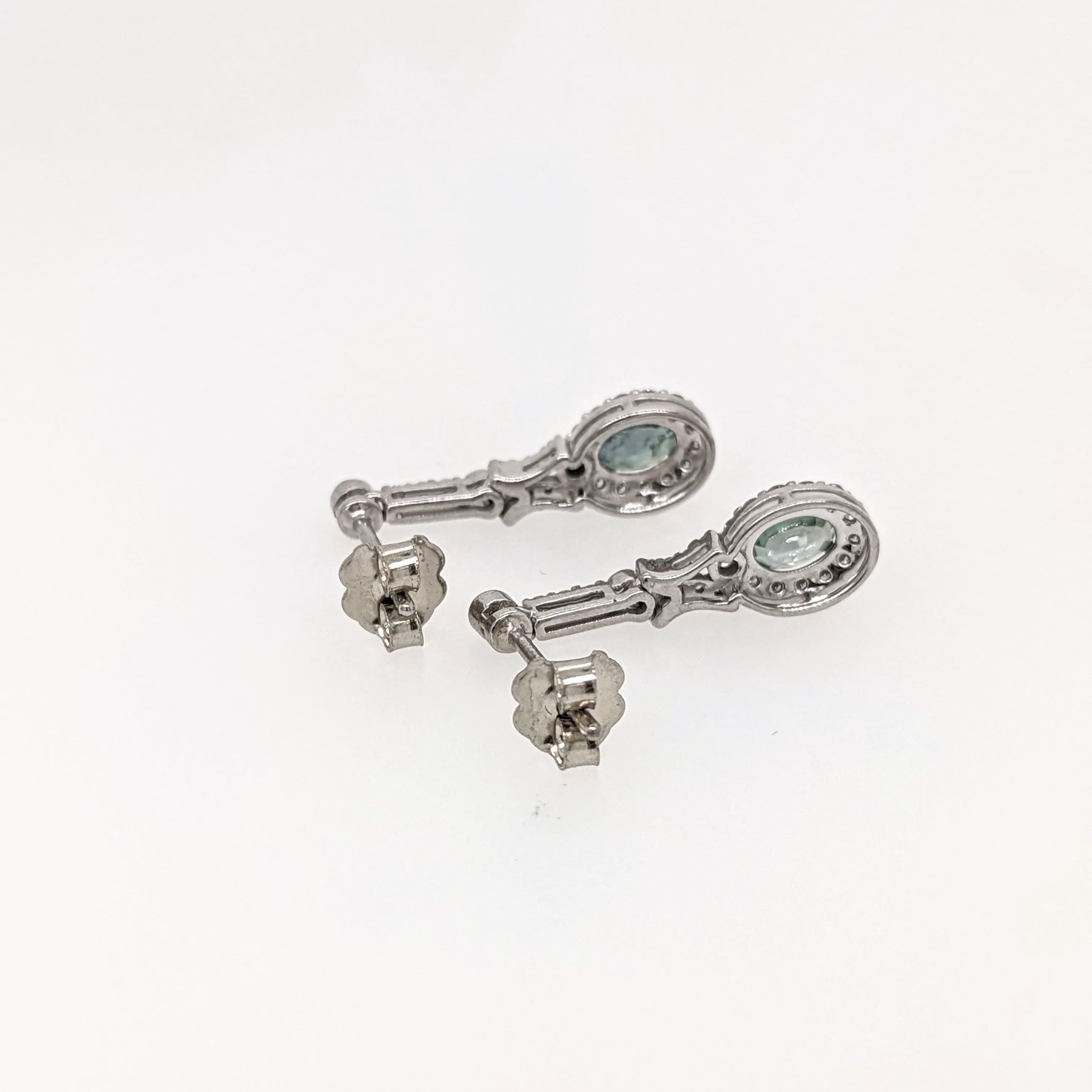 Women's Natural Alexandrite Dangle Earrings w Earth Mined Diamonds in Solid 14K Gold For Sale