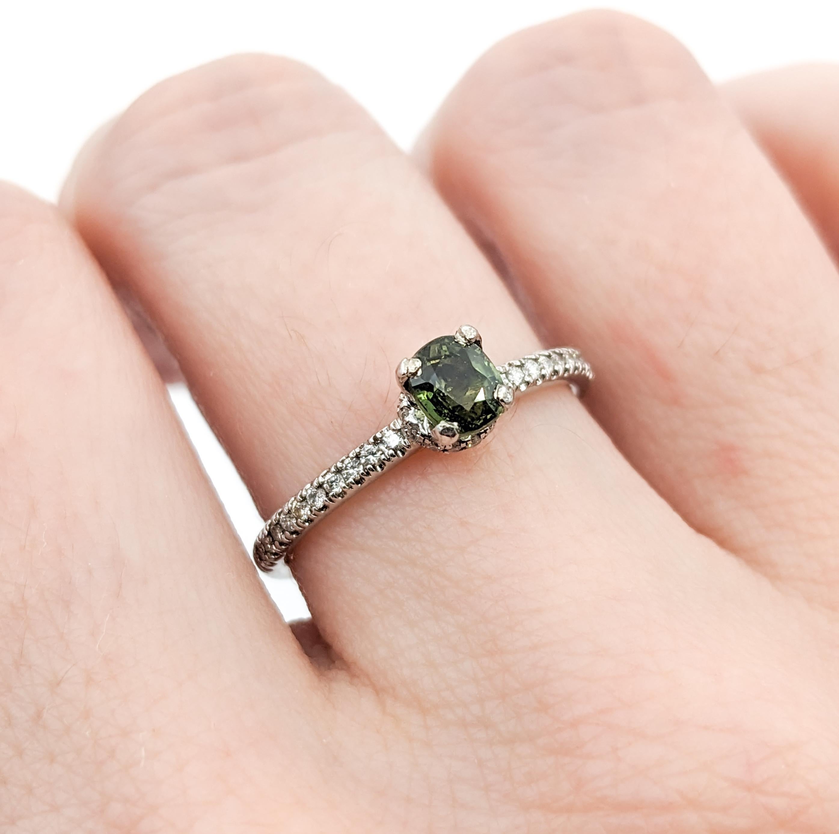 Natural Alexandrite & Diamond Ring In White Gold For Sale 6