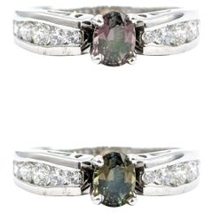 Natural Alexandrite & Diamond Ring White Gold