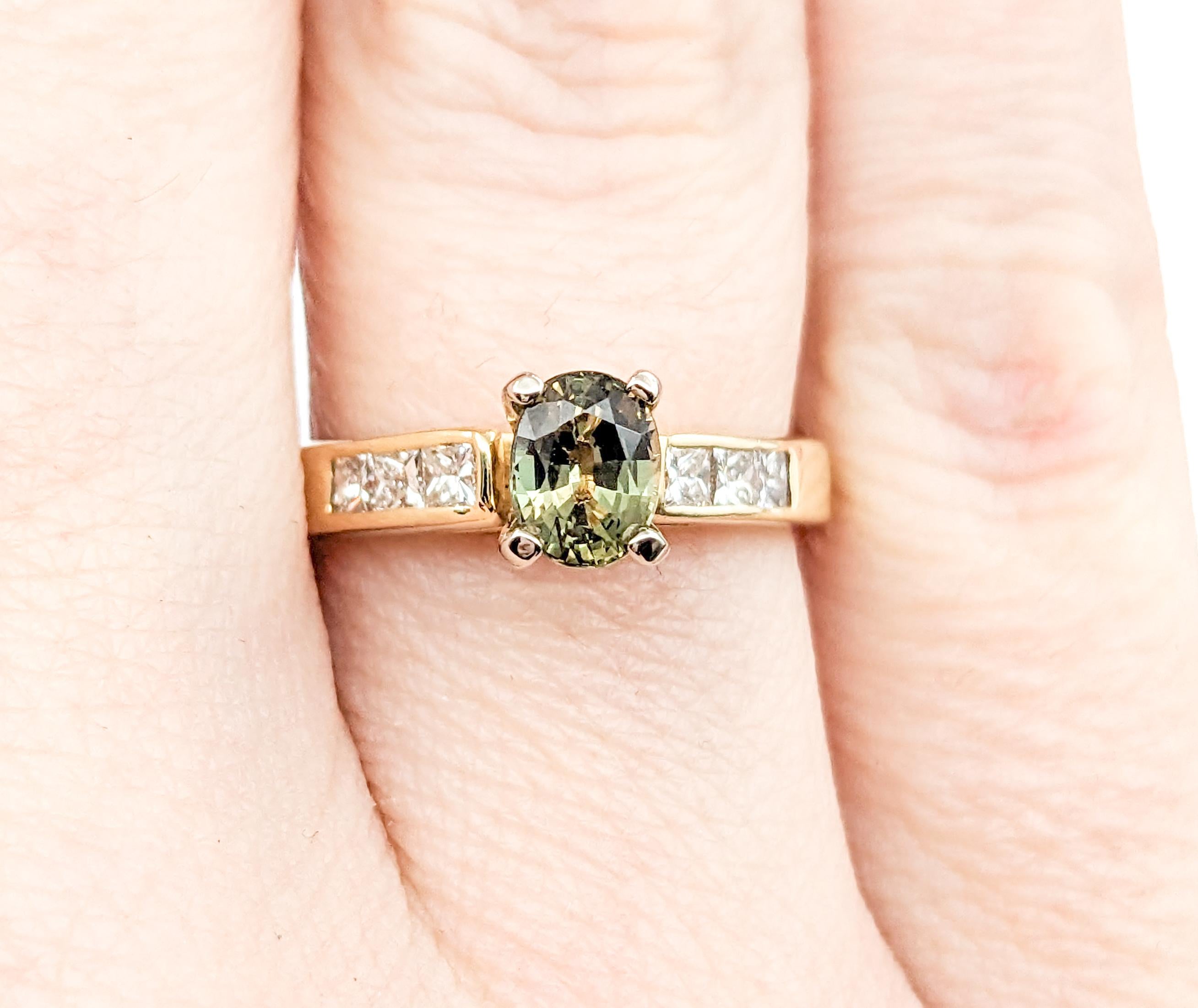 Women's Natural Alexandrite & Diamond Yellow Gold Ring