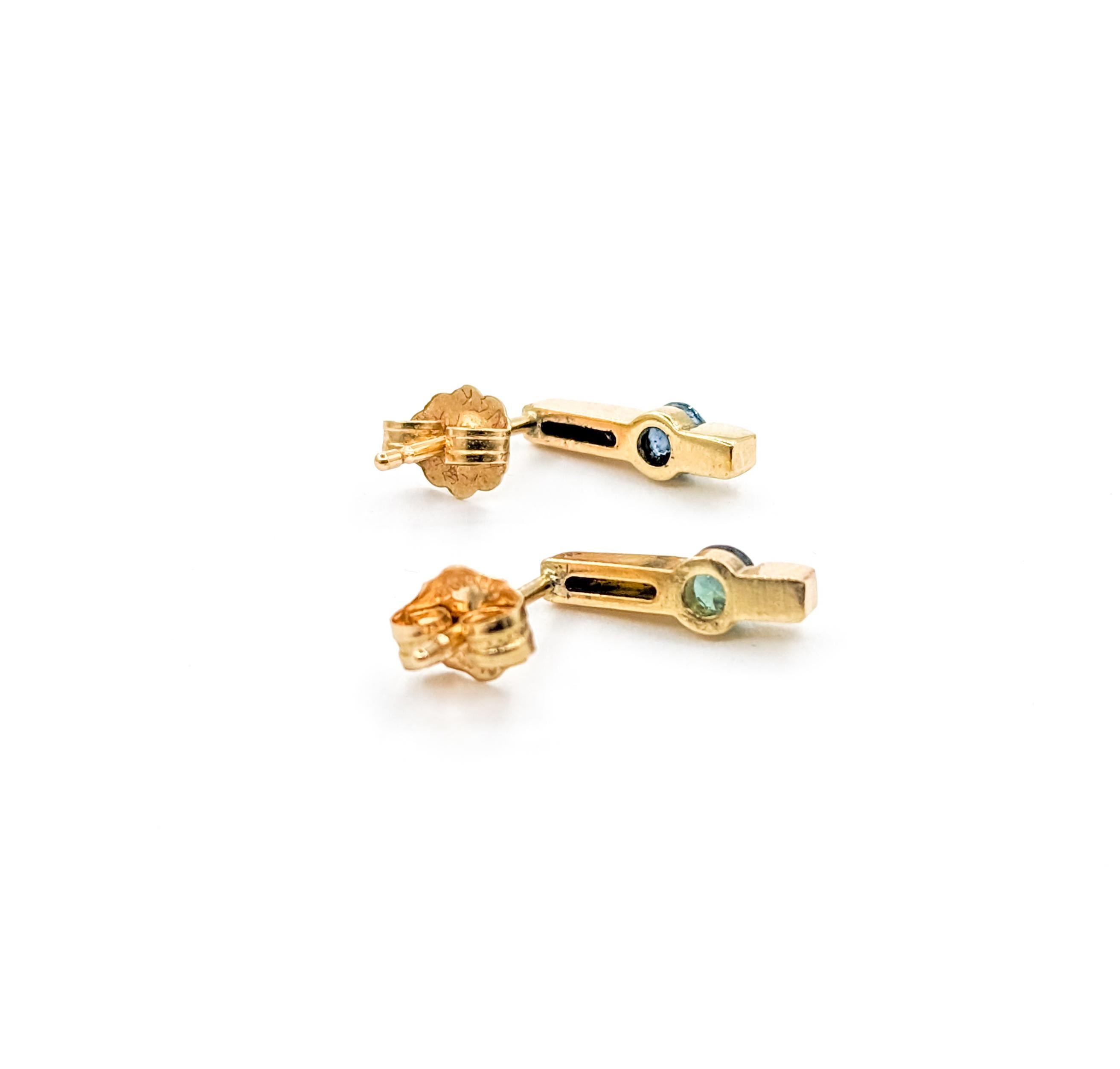 Round Cut Natural Alexandrite Earrings In Yellow Gold For Sale
