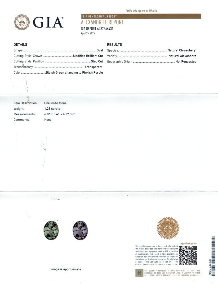 Taglio misto Gemma di alessandrite Nature da 1.25 carati con rapporto GIA in vendita