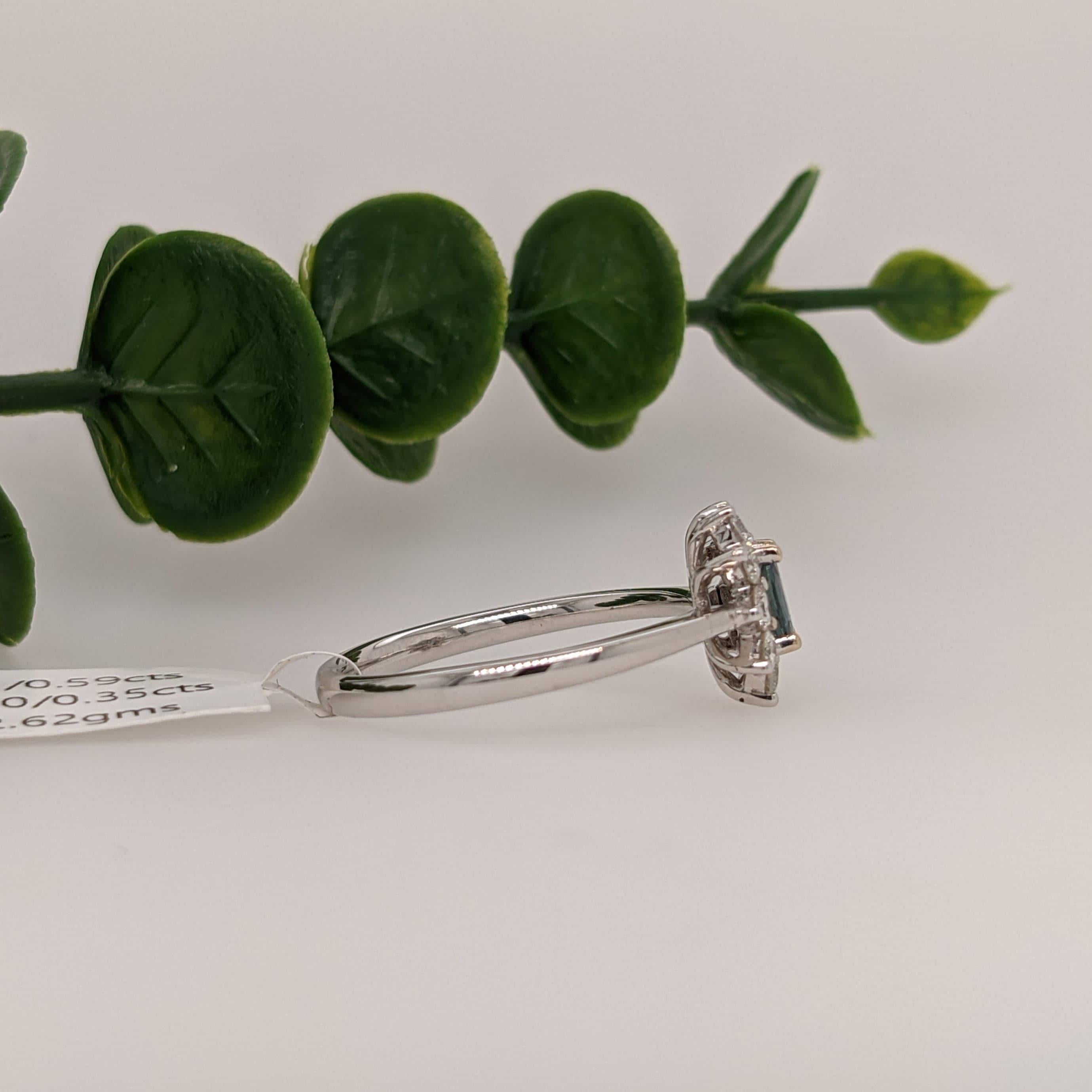 Art Deco Natural Alexandrite Ring in Solid 14K White Gold with Natural Diamonds Oval 5x4