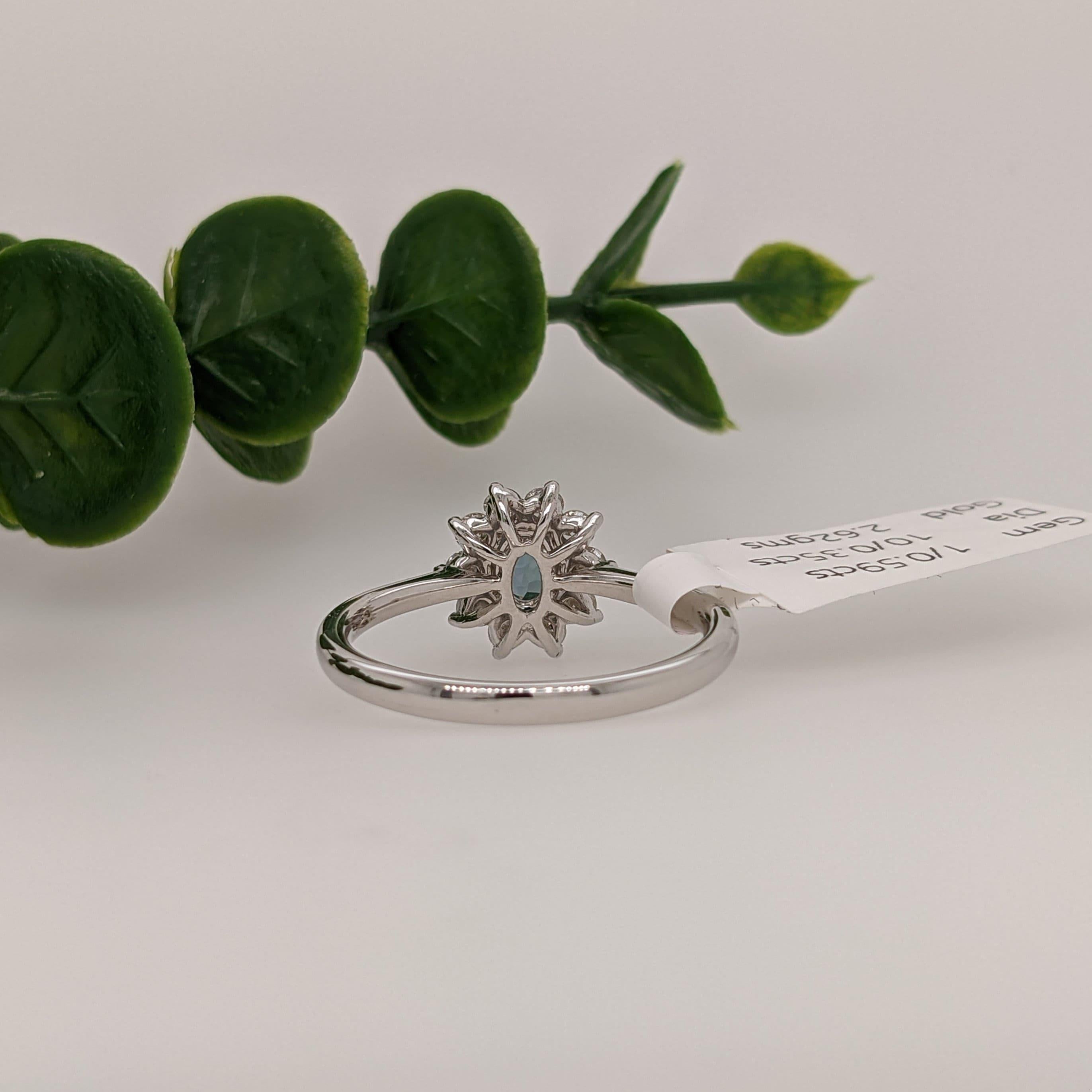 Women's Natural Alexandrite Ring in Solid 14K White Gold with Natural Diamonds Oval 5x4