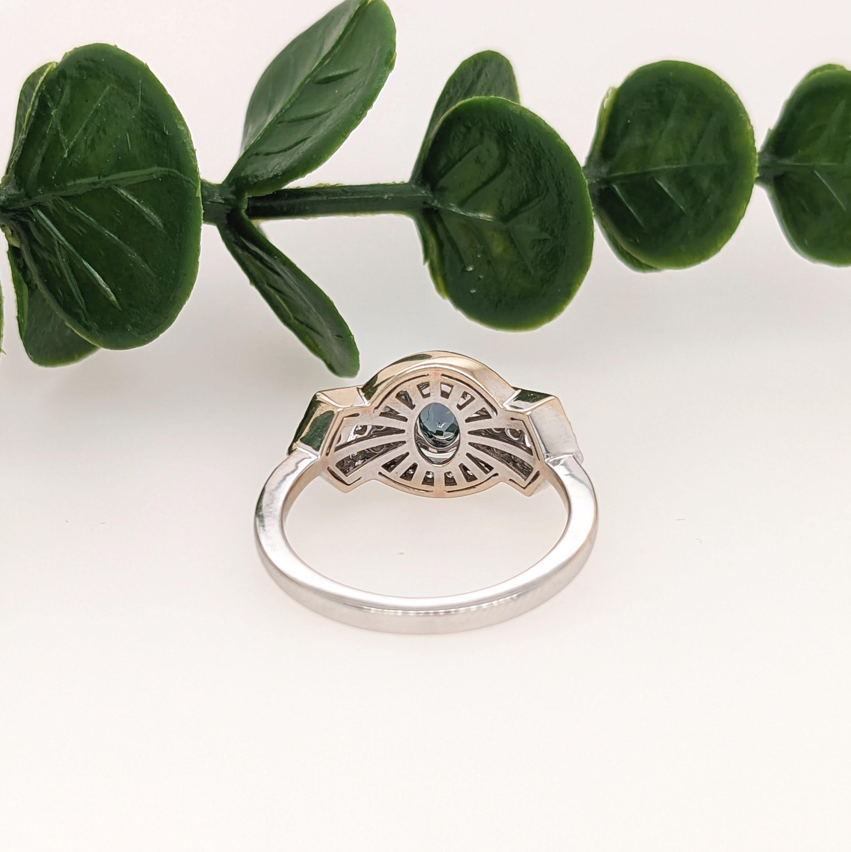 Natural Alexandrite Ring w Diamond Accents in Solid 14k White Gold Oval 6x4mm In New Condition In Columbus, OH