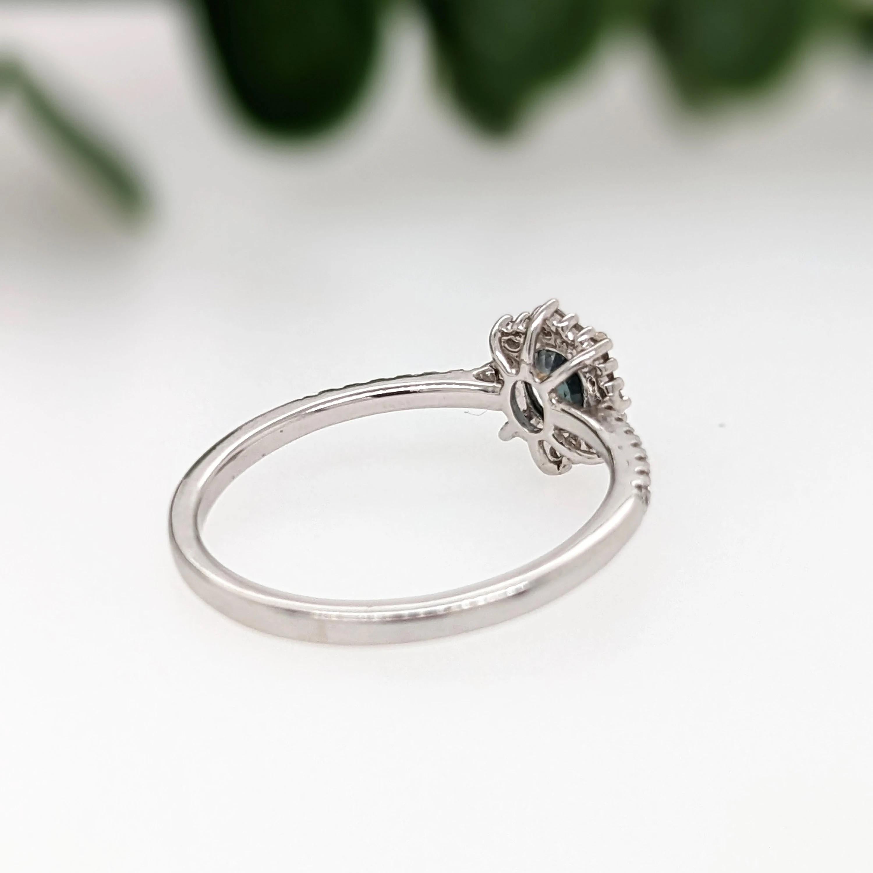 Natural Alexandrite Ring w Diamond Halo in Solid 14k White Gold Oval 5x3.5mm For Sale 1