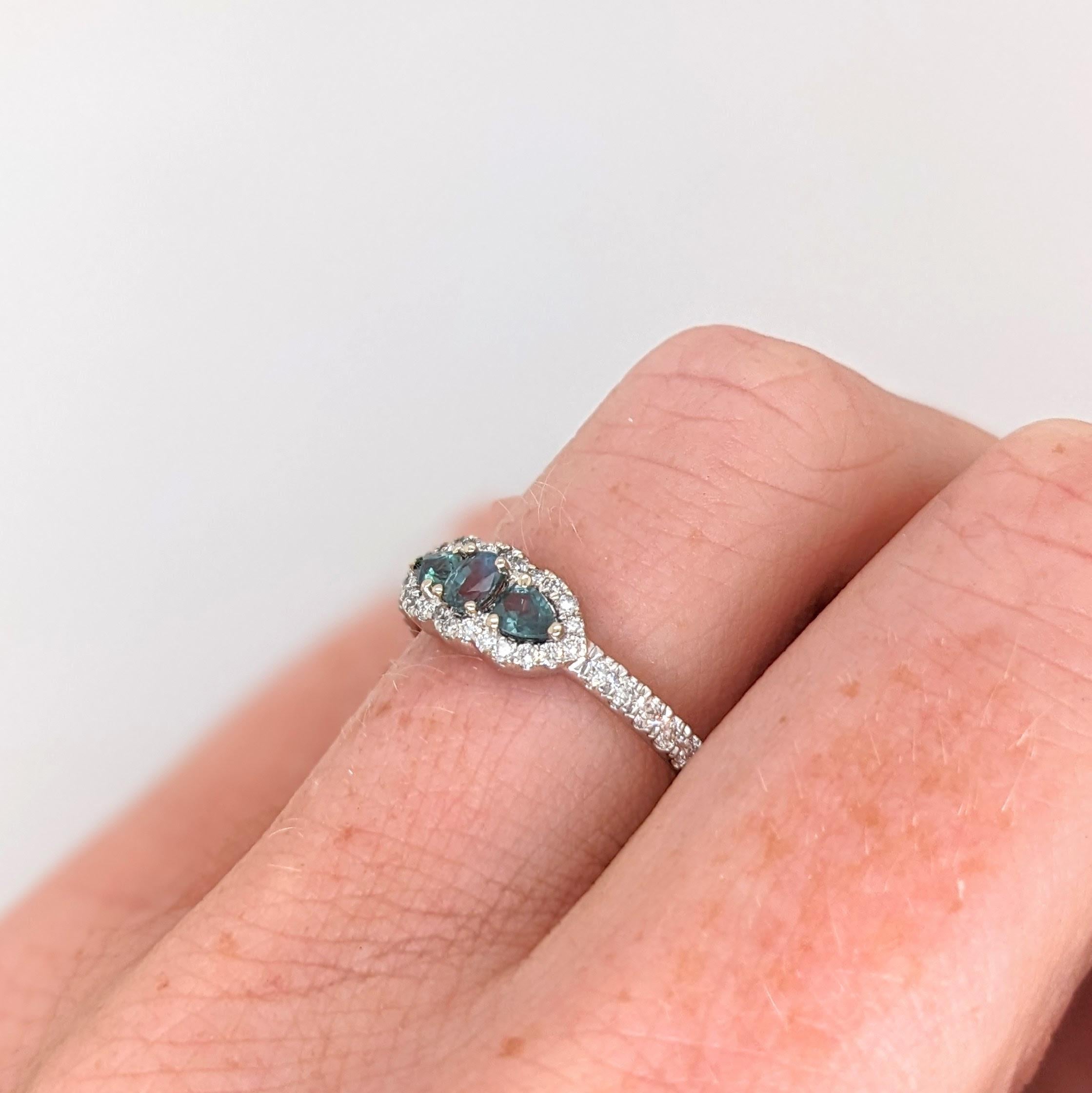 Oval Cut Natural Alexandrite Ring w Earth Mined Diamonds in Solid 14K Gold Oval 3x2.5mm