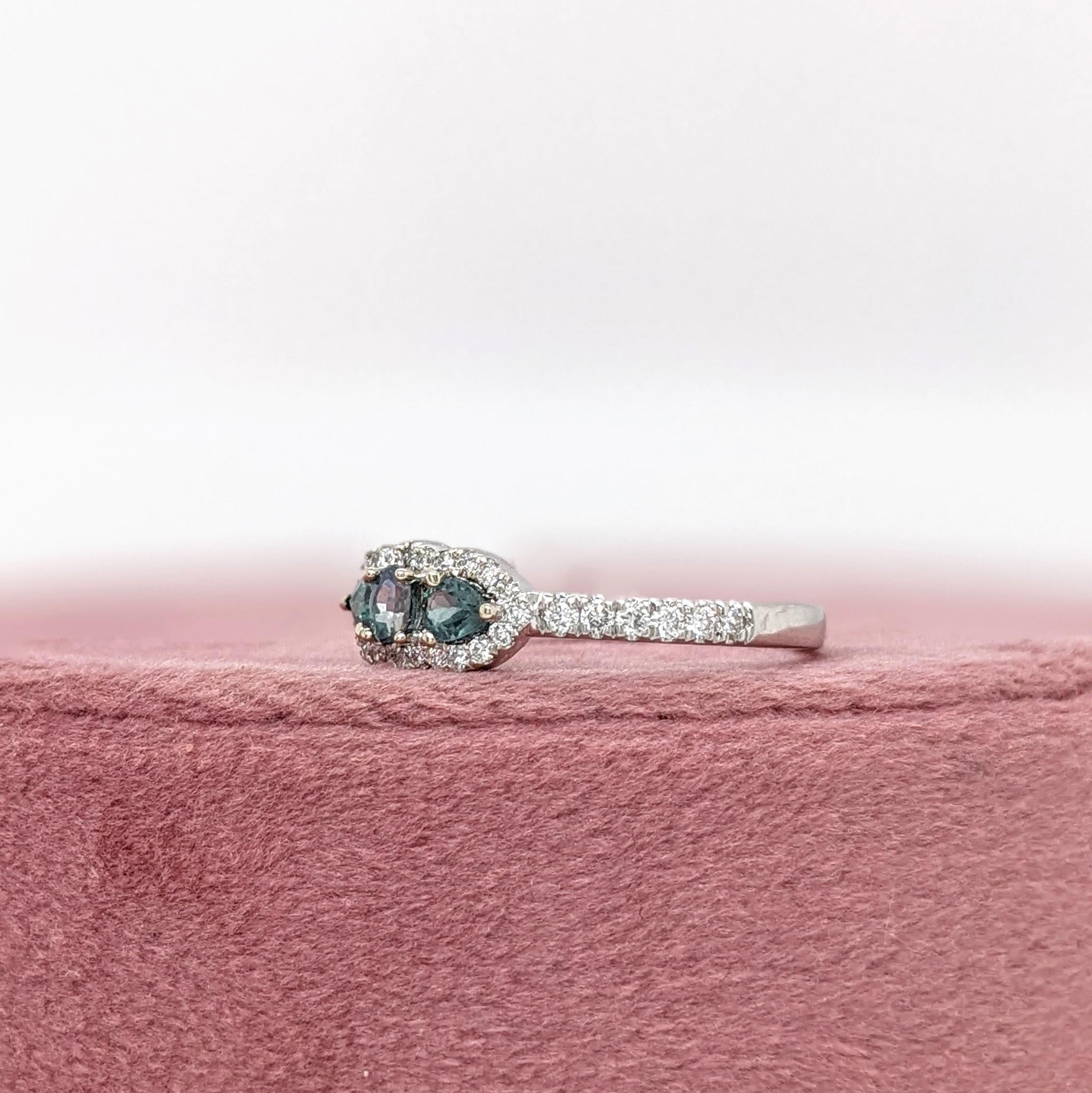 Natural Alexandrite Ring w Earth Mined Diamonds in Solid 14K Gold Oval 3x2.5mm 1