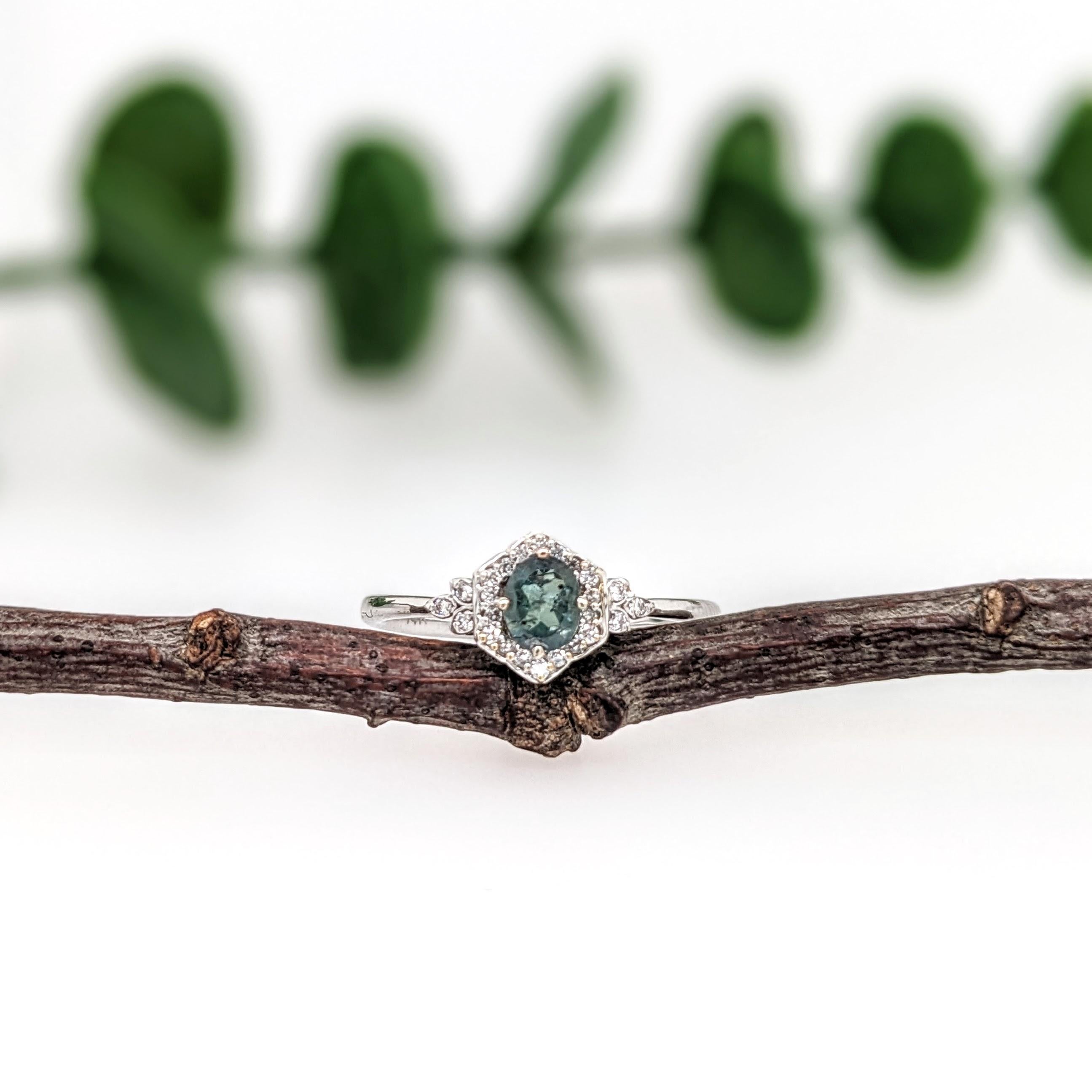 Natural Alexandrite Ring w Earth Mined Diamonds in Solid 14K Gold Oval 5x4mm 1