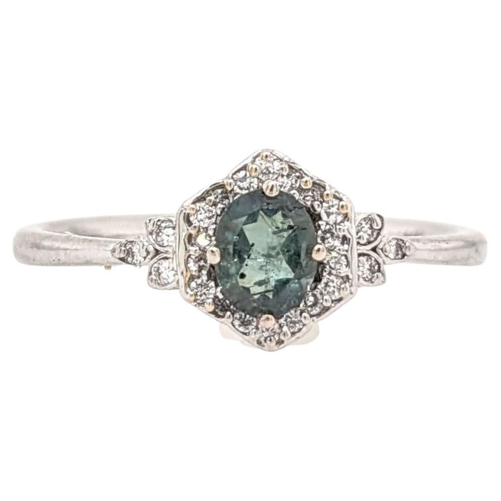 Natural Alexandrite Ring w Earth Mined Diamonds in Solid 14K Gold Oval 5x4mm