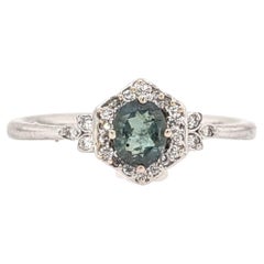 Natural Alexandrite Ring w Earth Mined Diamonds in Solid 14K Gold Oval 5x4mm