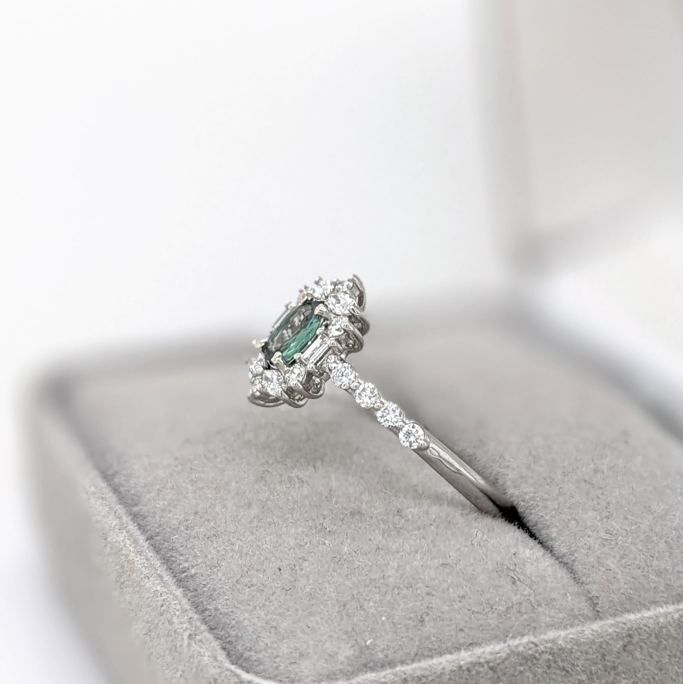 Natural Alexandrite Ring w Earth Mined Diamonds in Solid 14K White Gold OV 5.5x4 im Angebot 6