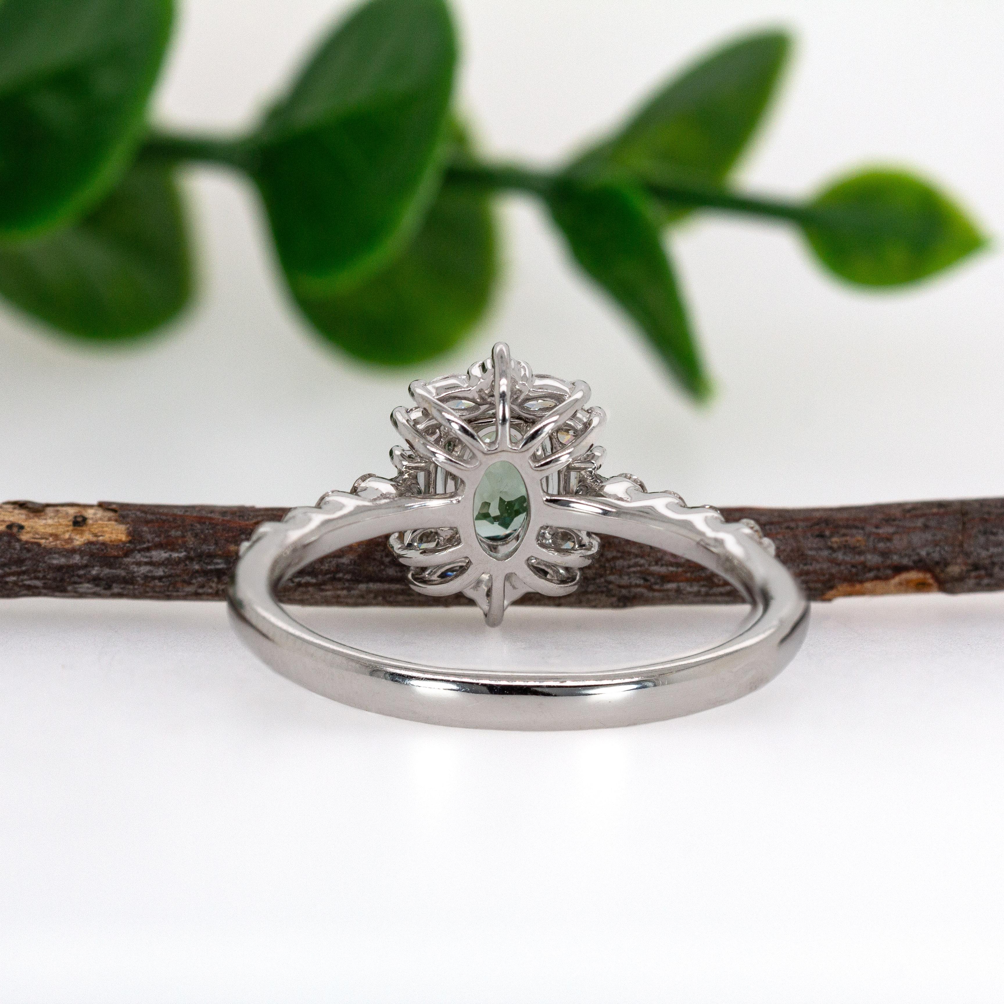 Natural Alexandrite Ring w Earth Mined Diamonds in Solid 14K White Gold OV 5.5x4 im Angebot 8