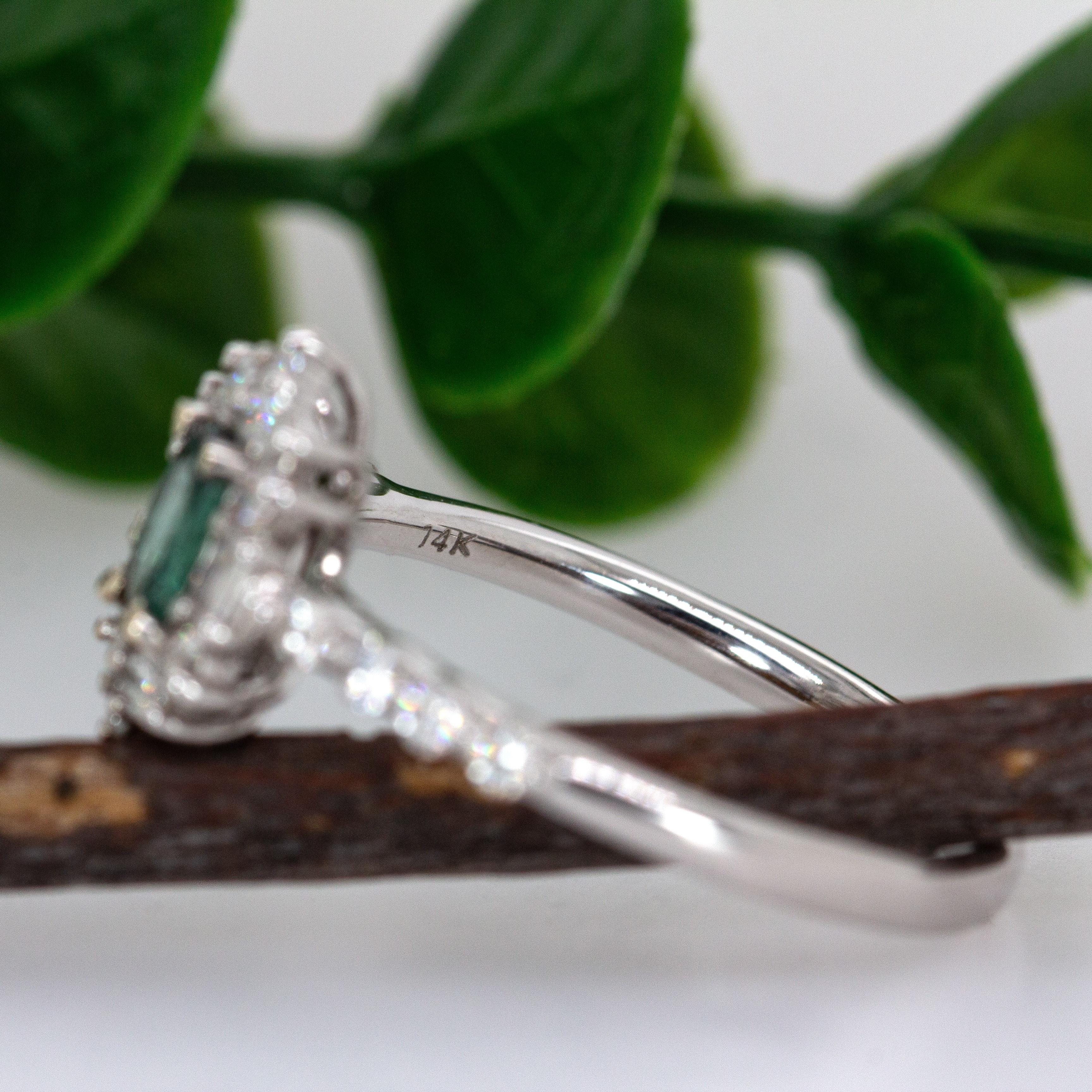 Natural Alexandrite Ring w Earth Mined Diamonds in Solid 14K White Gold OV 5.5x4 im Angebot 10