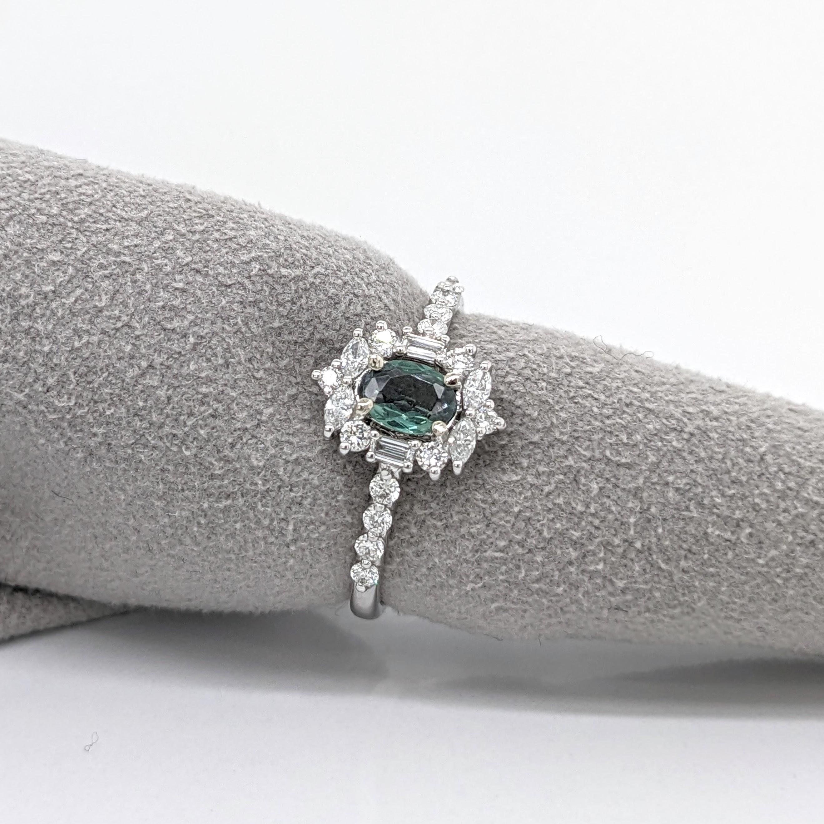 Natural Alexandrite Ring w Earth Mined Diamonds in Solid 14K White Gold OV 5.5x4 im Angebot 2