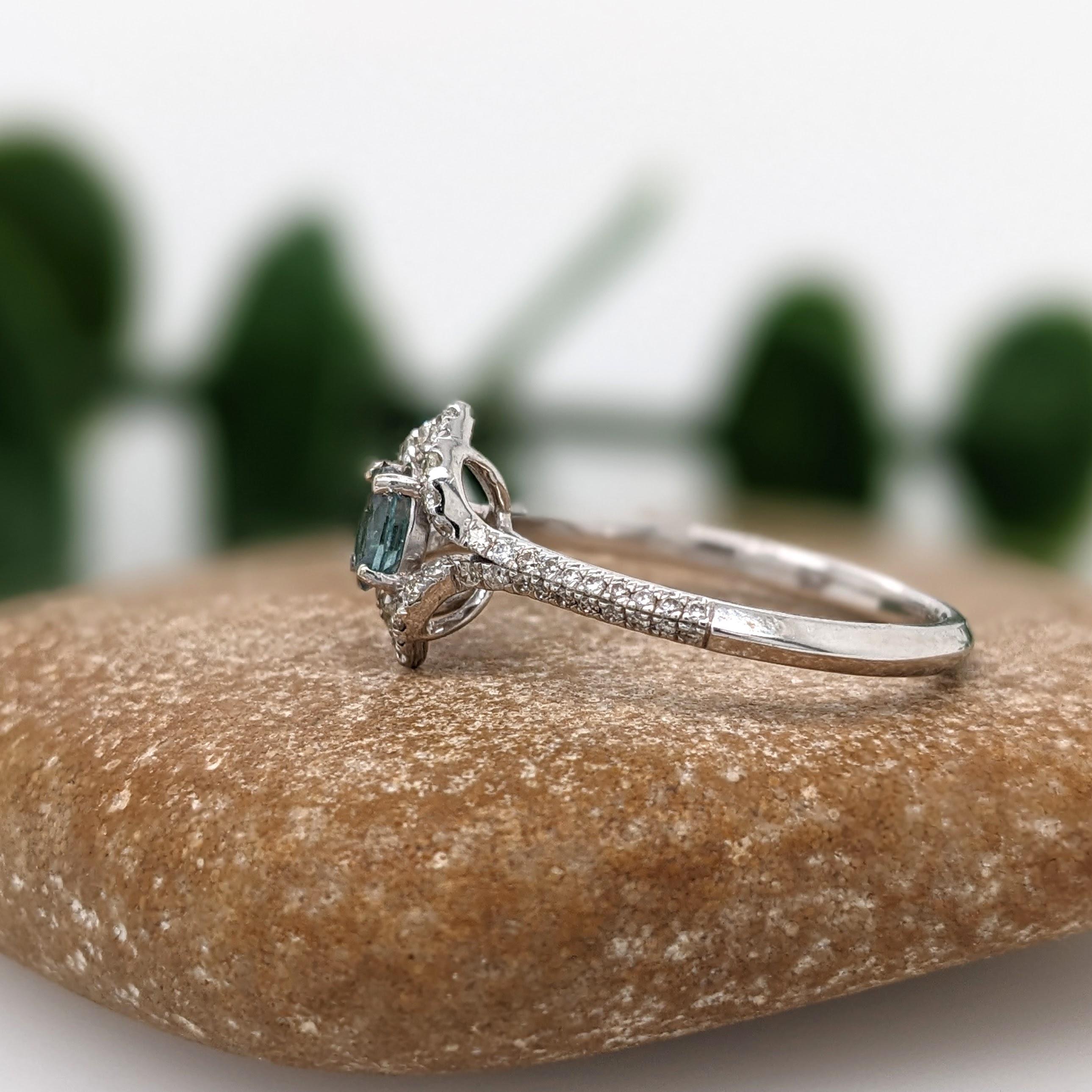 Natural Alexandrite Ring w Earth Mined Diamonds in Solid 14K White Gold Oval 5x4 en vente 4
