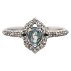 Natural Alexandrite Ring w Earth Mined Diamonds in Solid 14K White Gold Oval 5x4