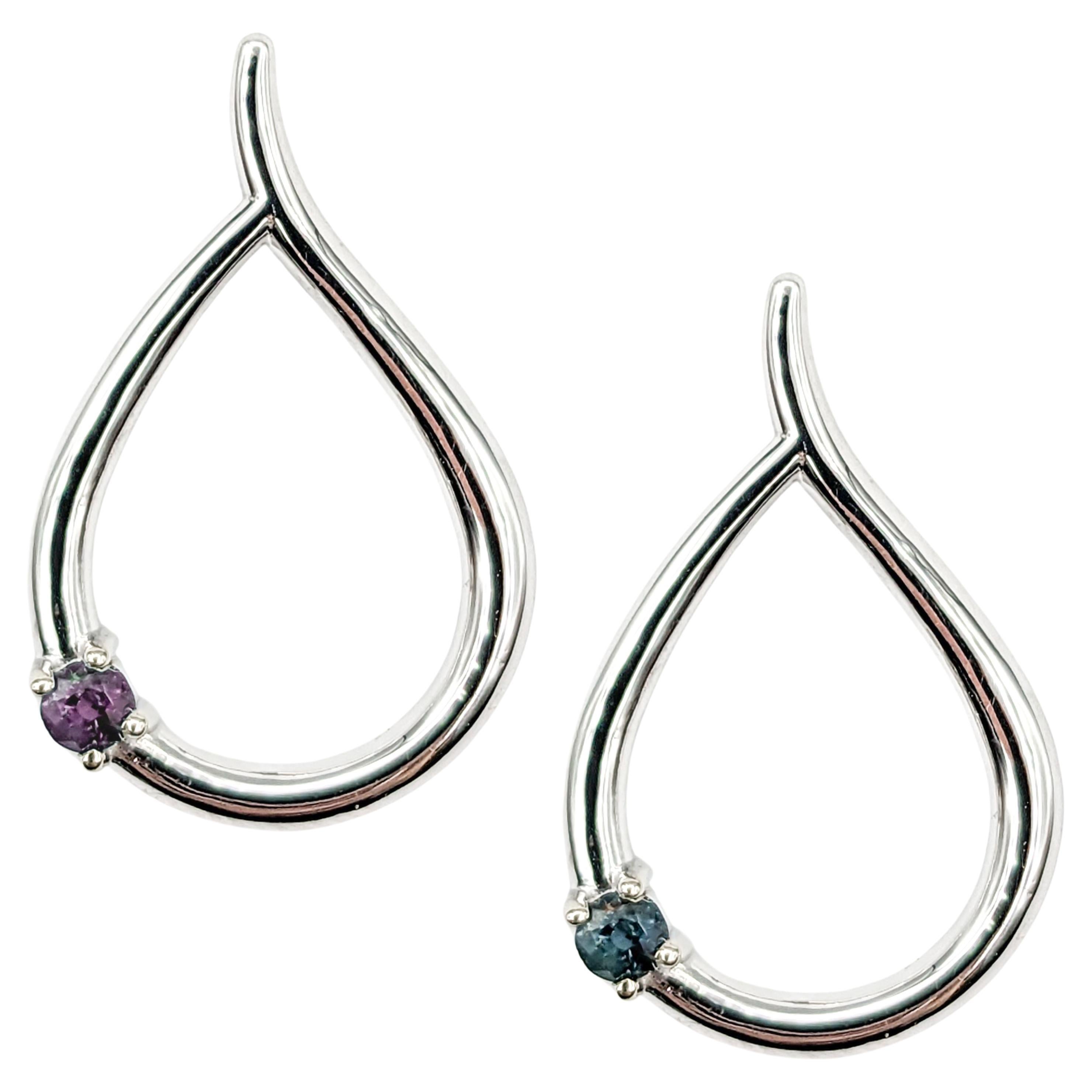 Natural Alexandrite Tear Drop Pendant White Gold For Sale