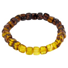 Natural Amber Bead Bracelet, Graduated Honey and Cognac Tones, 6.5" Wrist