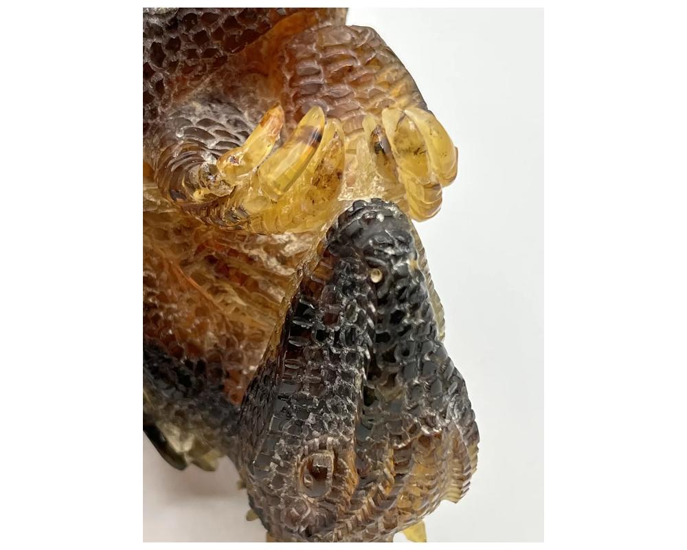 Natural Amber Hand Carved Figurine of a Dragon Dinosaur Egg 4
