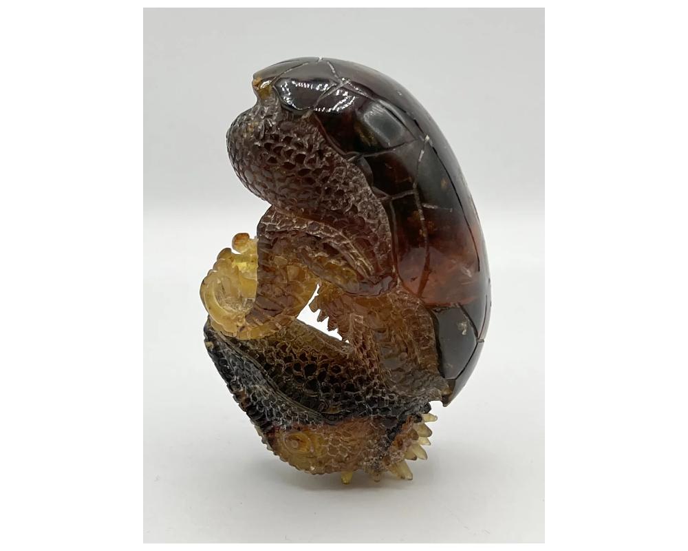 Natural Amber Hand Carved Figurine of a Dragon Dinosaur Egg 5