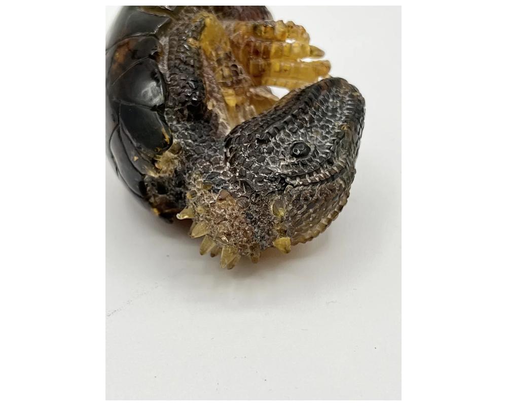 Natural Amber Hand Carved Figurine of a Dragon Dinosaur Egg 7