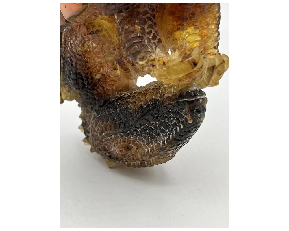 Natural Amber Hand Carved Figurine of a Dragon Dinosaur Egg 2