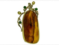 Natural Amber Tsavorite & Yellow Sapphire Necklace in 18 Karat Yellow Gold