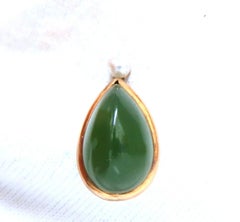 Natural American Green Jade Hat Stick Pin Scarf 14kt Gold