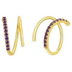 Natural Amethyst 0.13cts Earring in 14k Gold